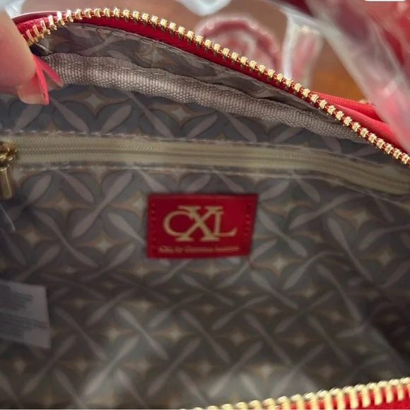 Christian Lacroix Red Embossed Satchel - Picture 3 of 6